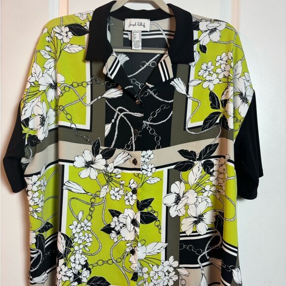 Joseph Ribkoff Green Mixed Media Blouse - Picture 4 of 12